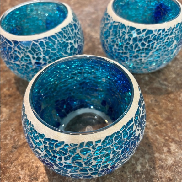 Blue Mosaic Glass Candle Holders - Picture 4 of 5